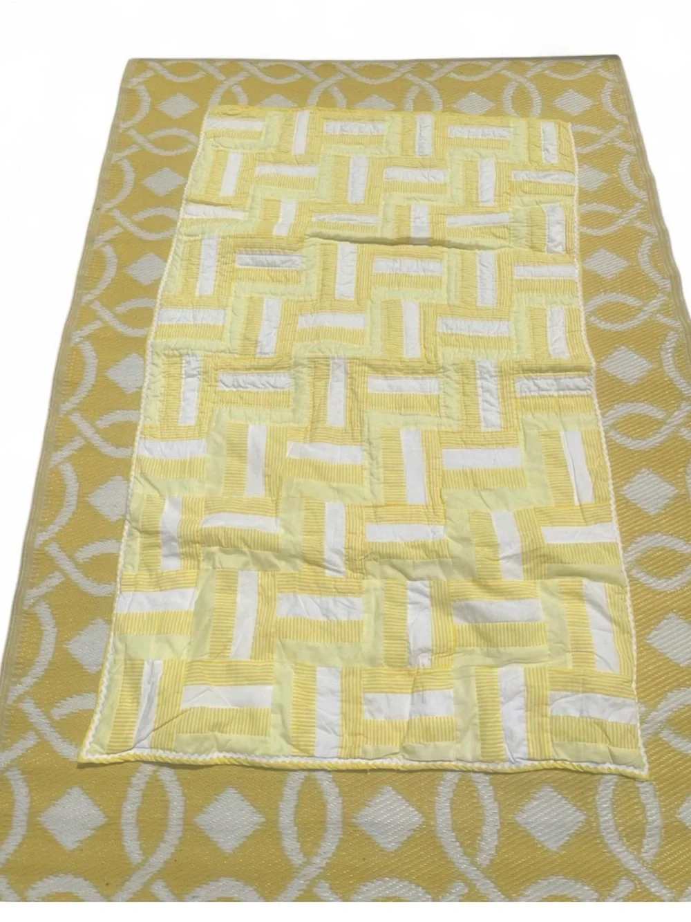 Yellow and White Patchwork Baby Quilt - Soft Home Bedding